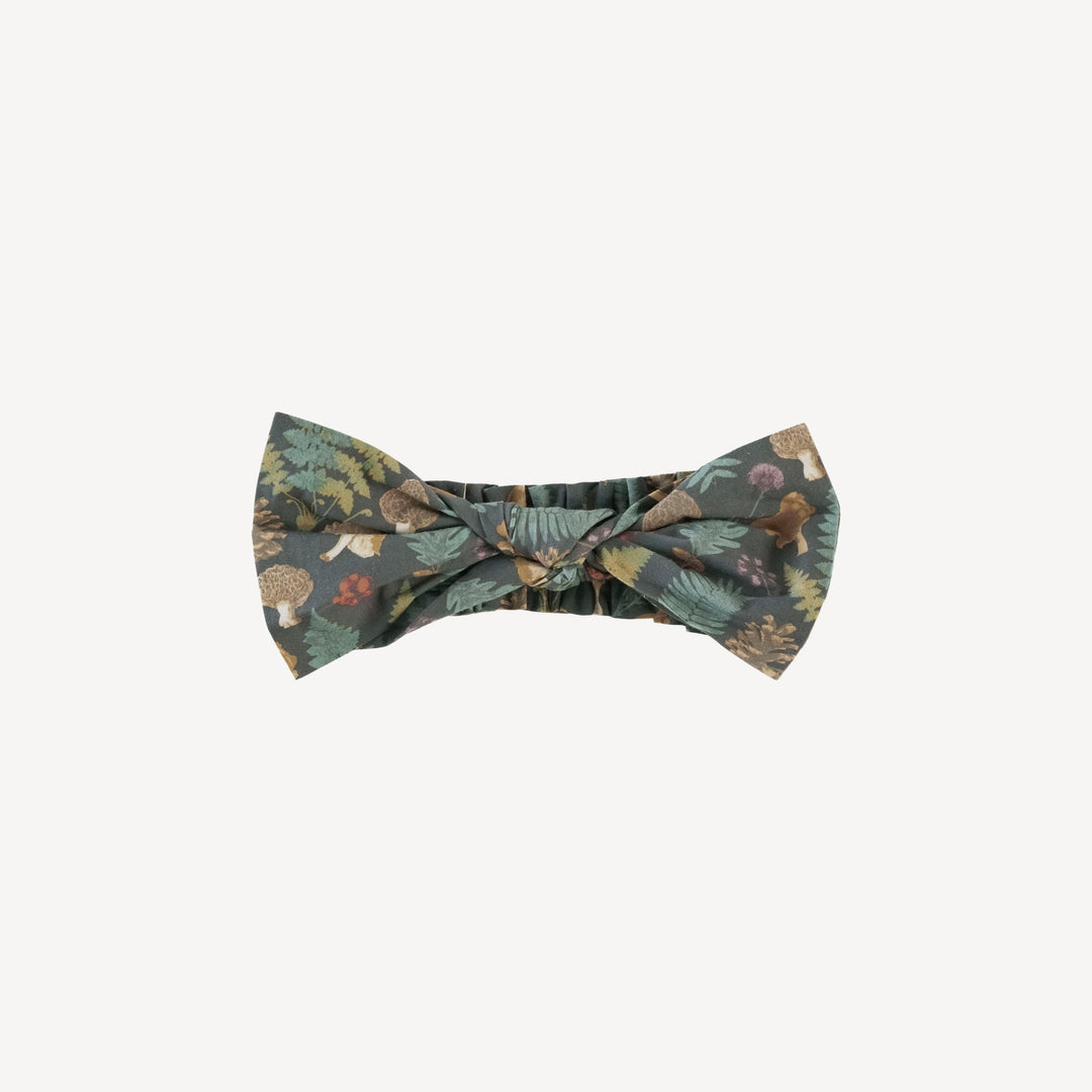 large bow elastic headband | black autumn botanical | organic cotton mid-weight woven