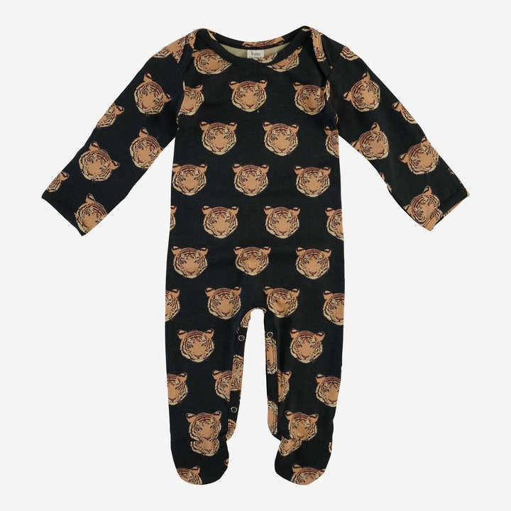 long sleeve lap neck footie | og tigers | bamboo