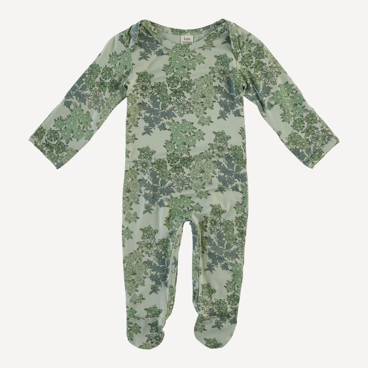 long sleeve lap neck footie | jade wildflower | bamboo