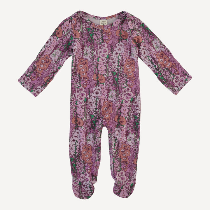 long sleeve lap neck footie | orchid hollyhock | bamboo