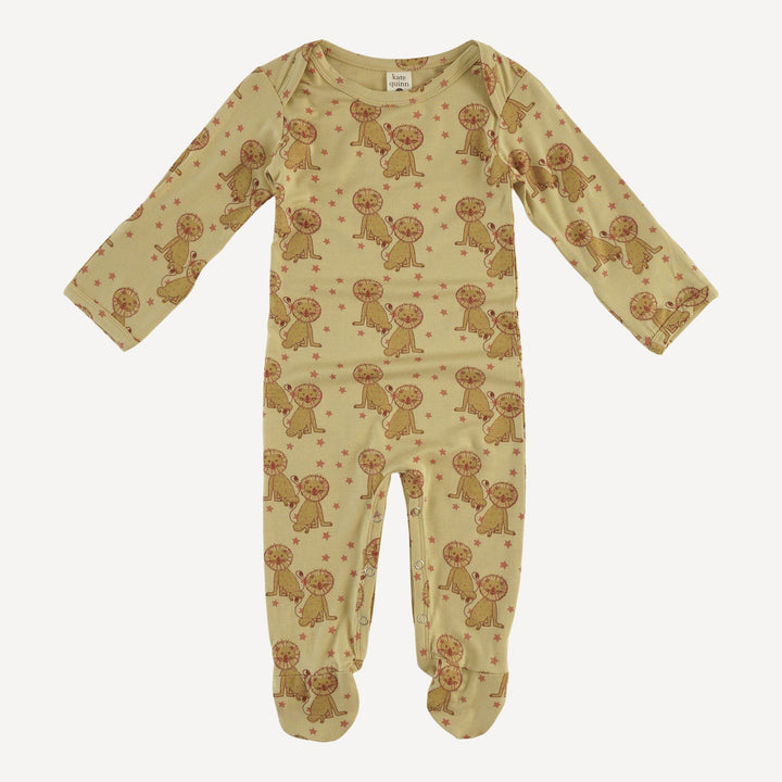 long sleeve lap neck footie | vintage lions | bamboo