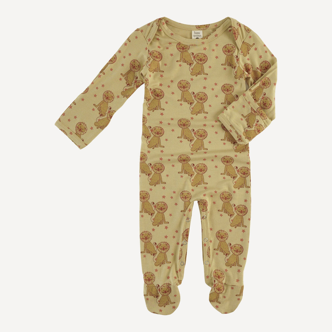 long sleeve lap neck footie | vintage lions | bamboo