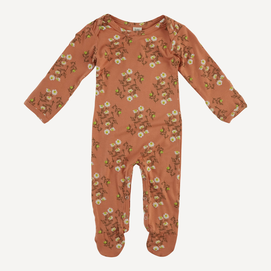long sleeve lap neck footie | wild chamomile | bamboo