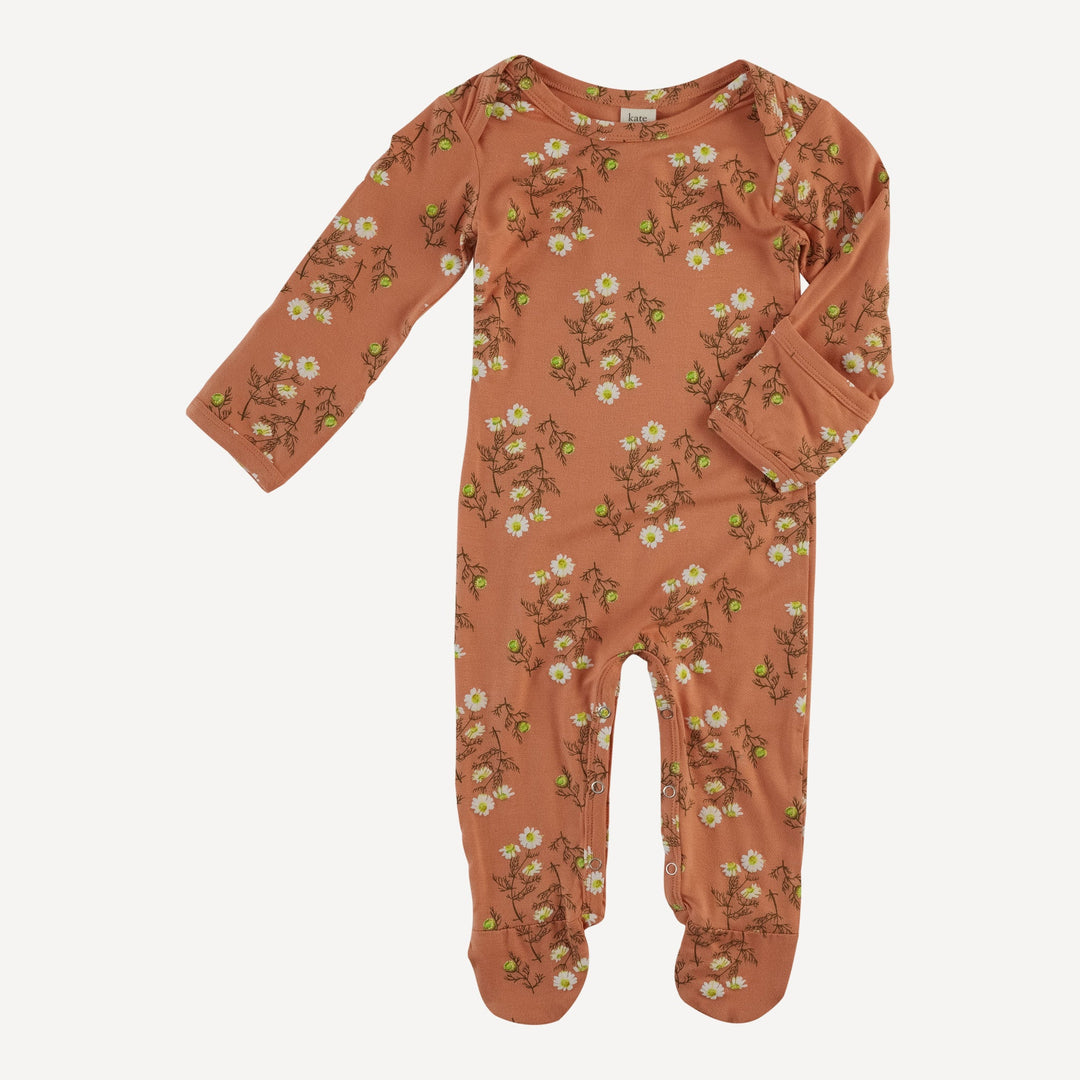 long sleeve lap neck footie | wild chamomile | bamboo