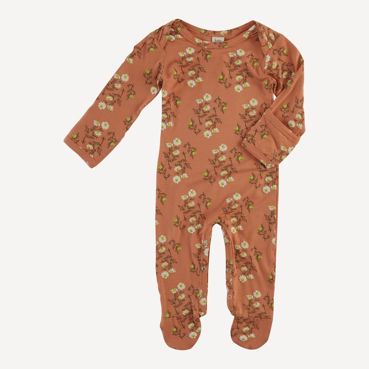 long sleeve lap neck footie | wild chamomile | bamboo