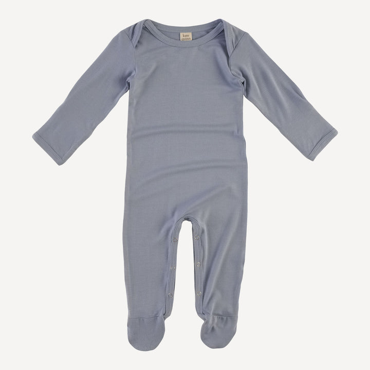 long sleeve lap neck footie | fog blue | bamboo