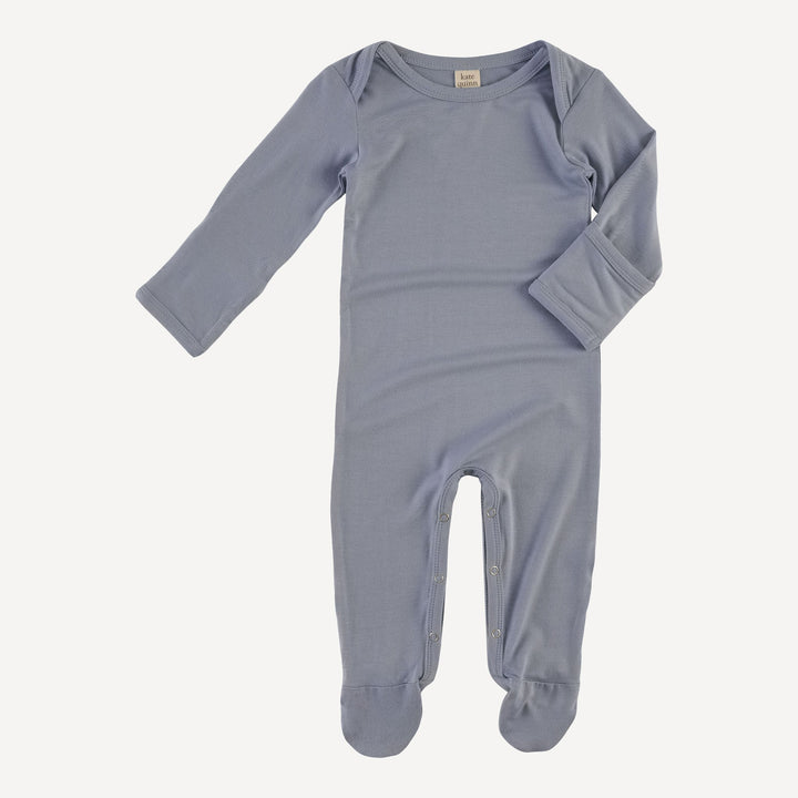 long sleeve lap neck footie | fog blue | bamboo