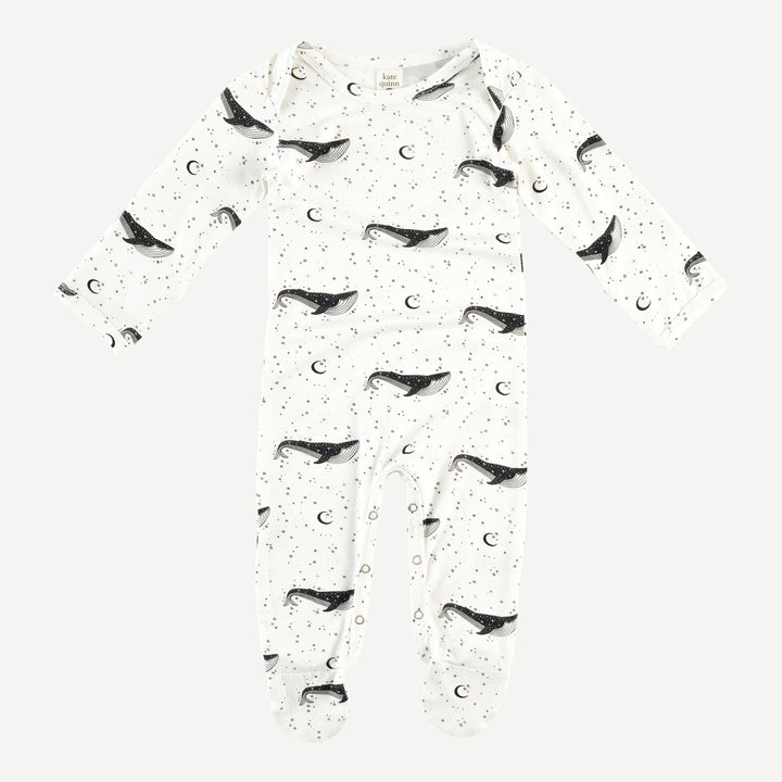 long sleeve lap neck footie | mystical whales | bamboo