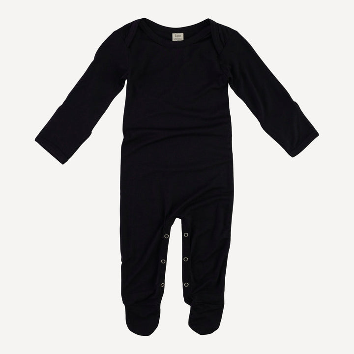 long sleeve lap neck footie | black | bamboo
