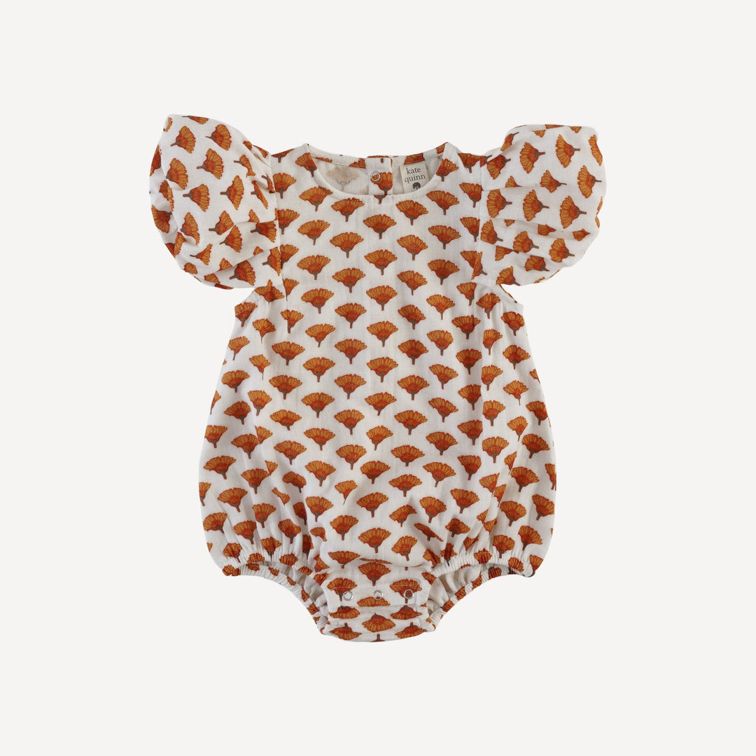 pleated ruffle sleeve bubble | small marigold | organic cotton gauze