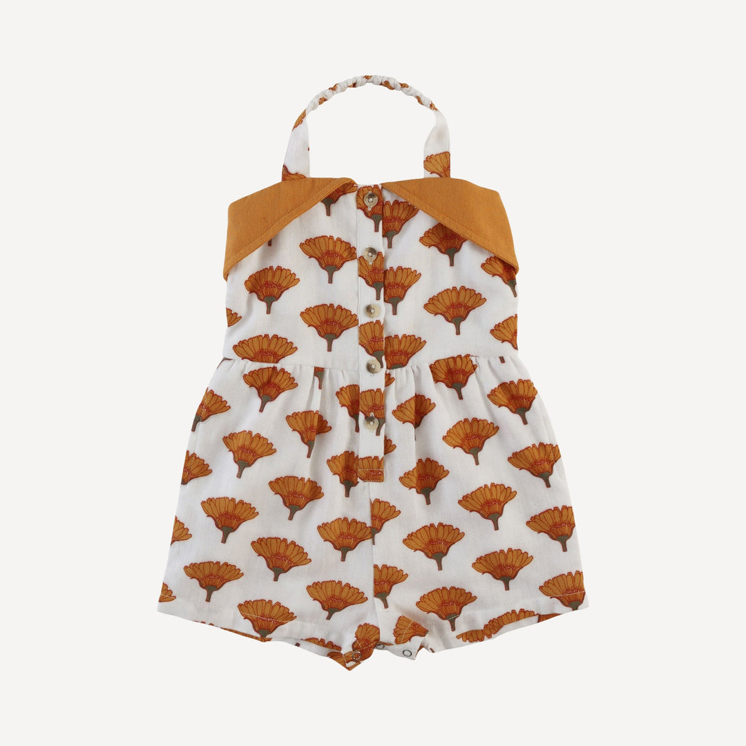 folded collar halter shortie | large marigold | organic cotton gauze