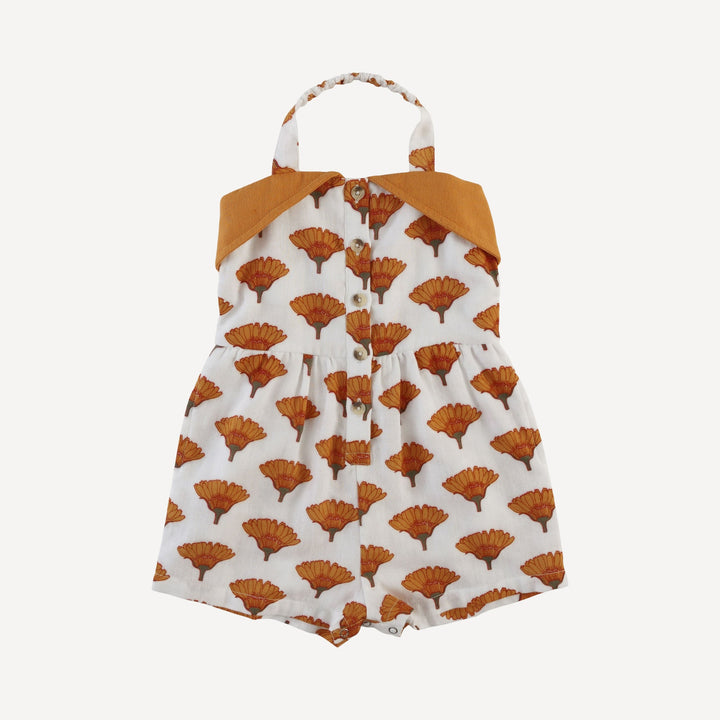 folded collar halter shortie | large marigold | organic cotton gauze