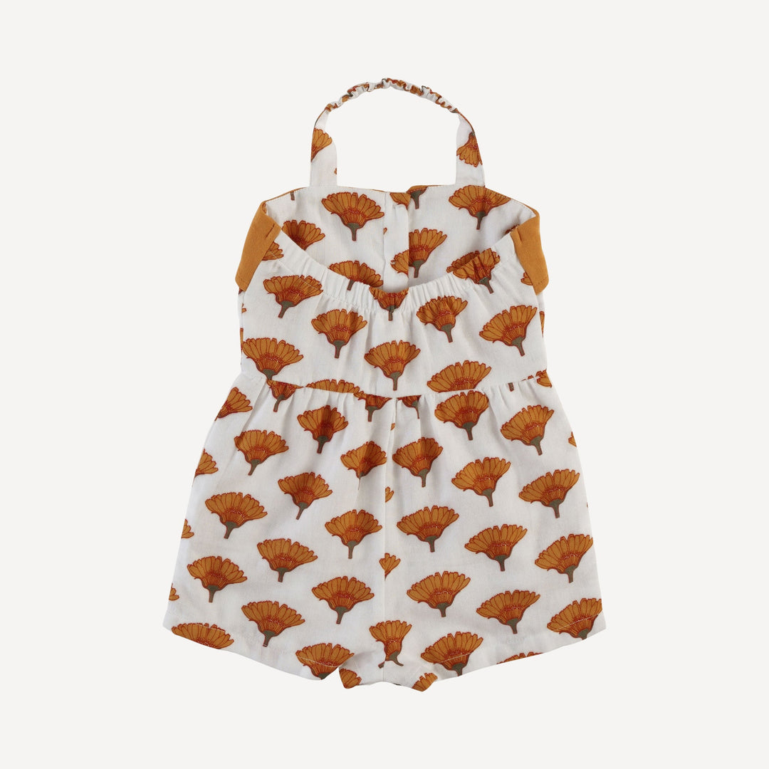 folded collar halter shortie | large marigold | organic cotton gauze