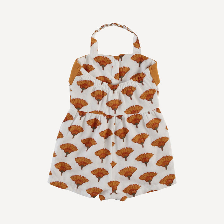 folded collar halter shortie | large marigold | organic cotton gauze