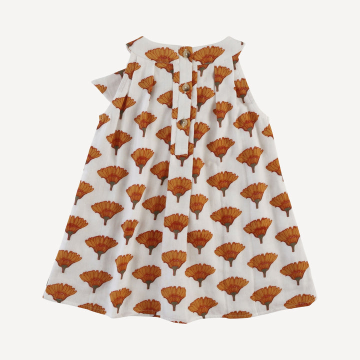 sleeveless pleated bow dress | large marigold | organic cotton gauze