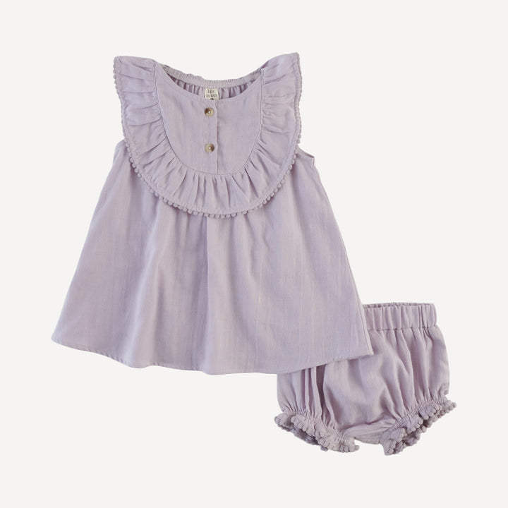 sleeveless button yoke dress + bloomer set | iris | organic cotton gauze