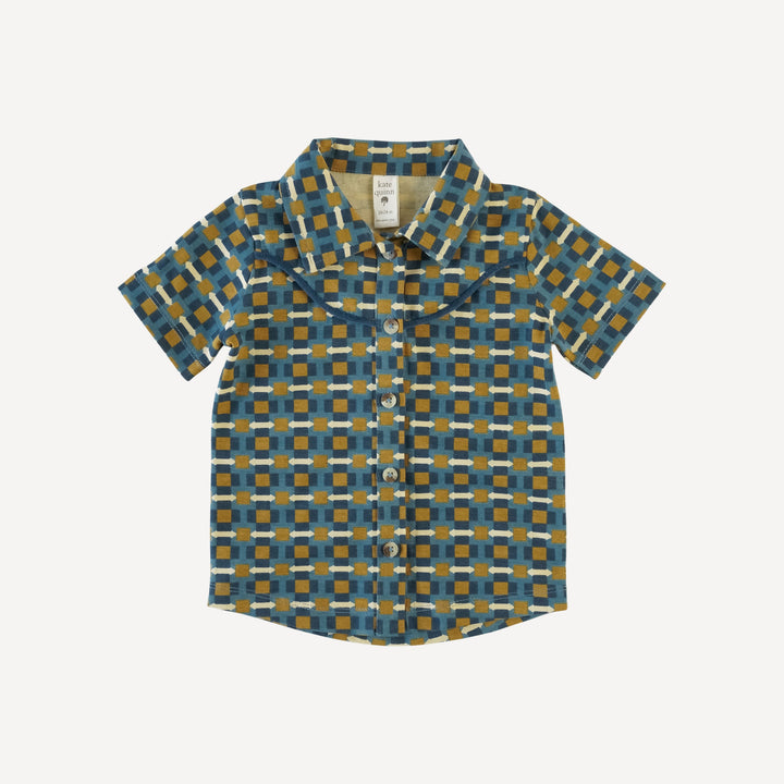 short sleeve urban cowboy shirt | blue graphic | organic cotton