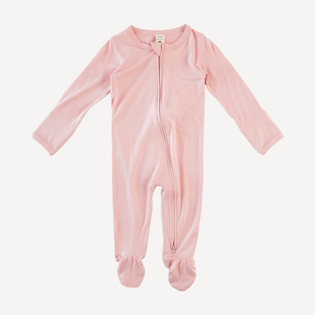 long sleeve two way zipper footie | lotus flower | bamboo