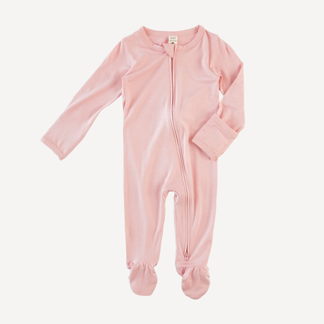 long sleeve two way zipper footie | lotus flower | bamboo