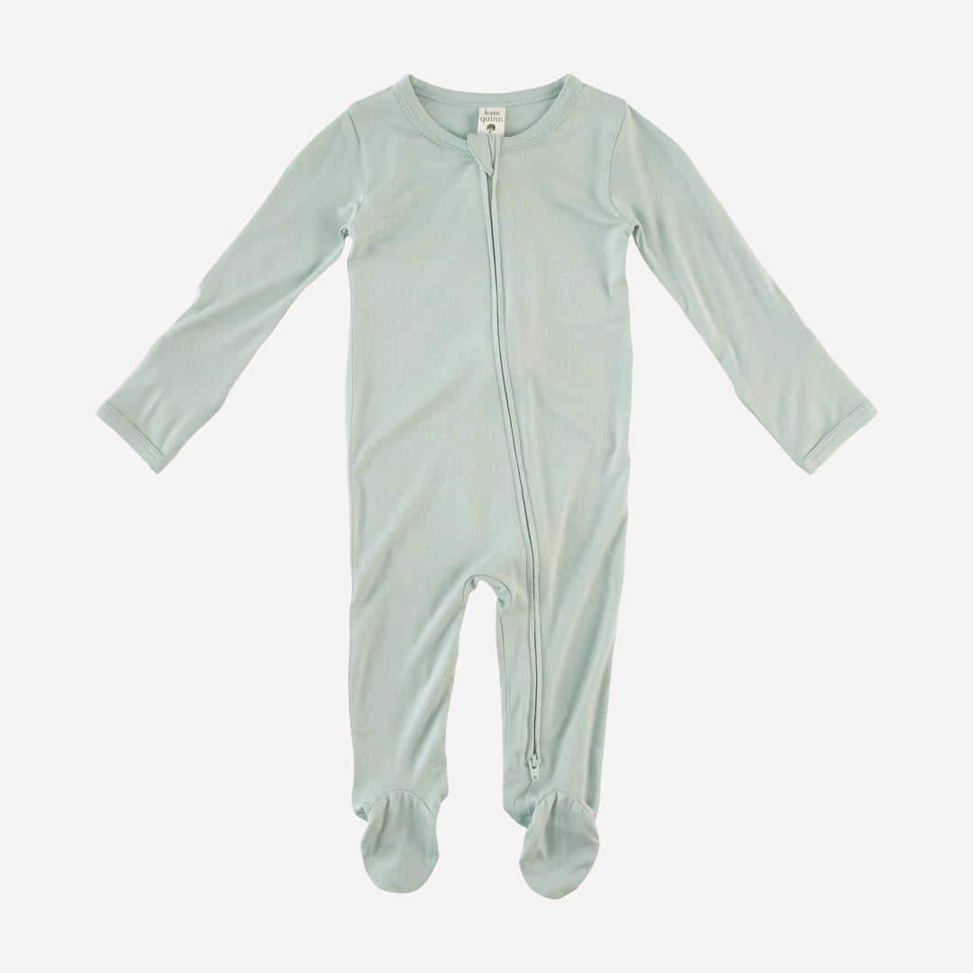 long sleeve two way zipper footie | misty sky | bamboo