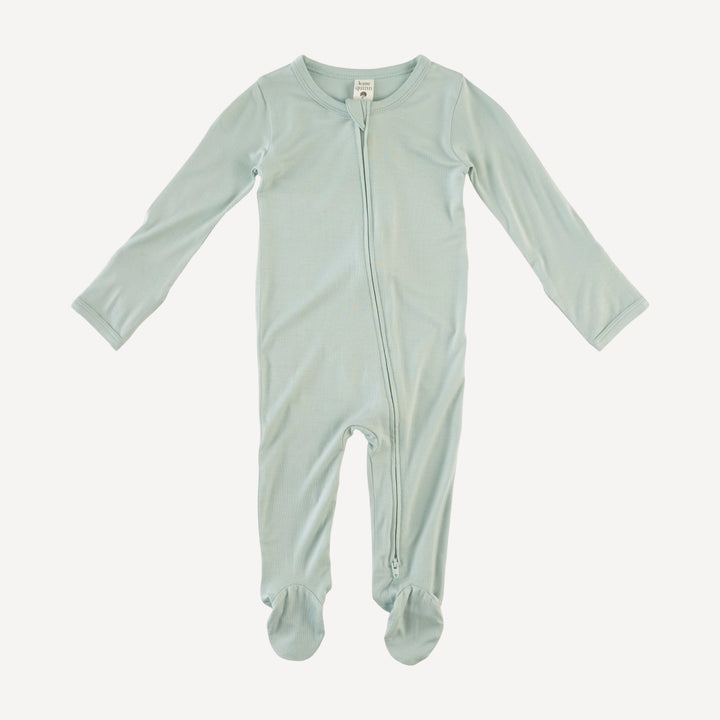 long sleeve two way zipper footie | misty sky | bamboo
