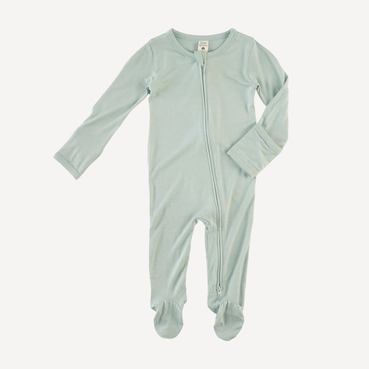 long sleeve two way zipper footie | misty sky | bamboo