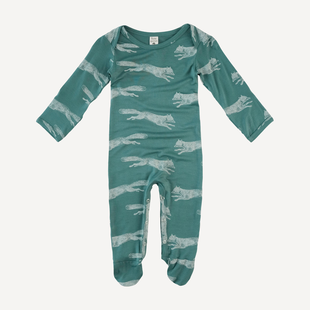 long sleeve lap neck footie | jumping fox | bamboo