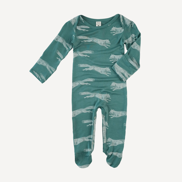 long sleeve lap neck footie | jumping fox | bamboo