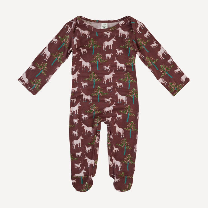 long sleeve lap neck footie | unicorn party | bamboo