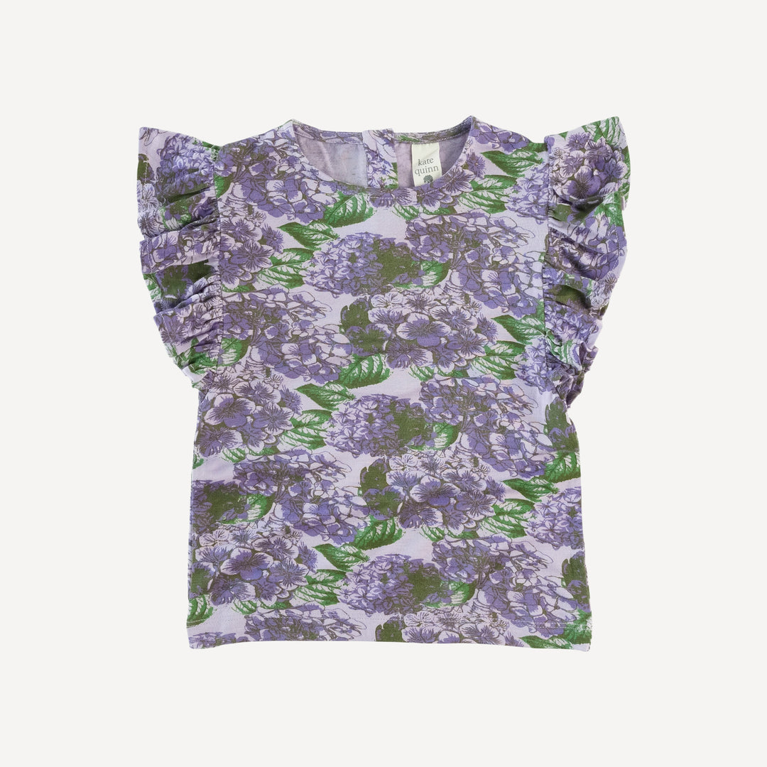 flutter sleeve tee | purple hydrangeas | lenzing modal