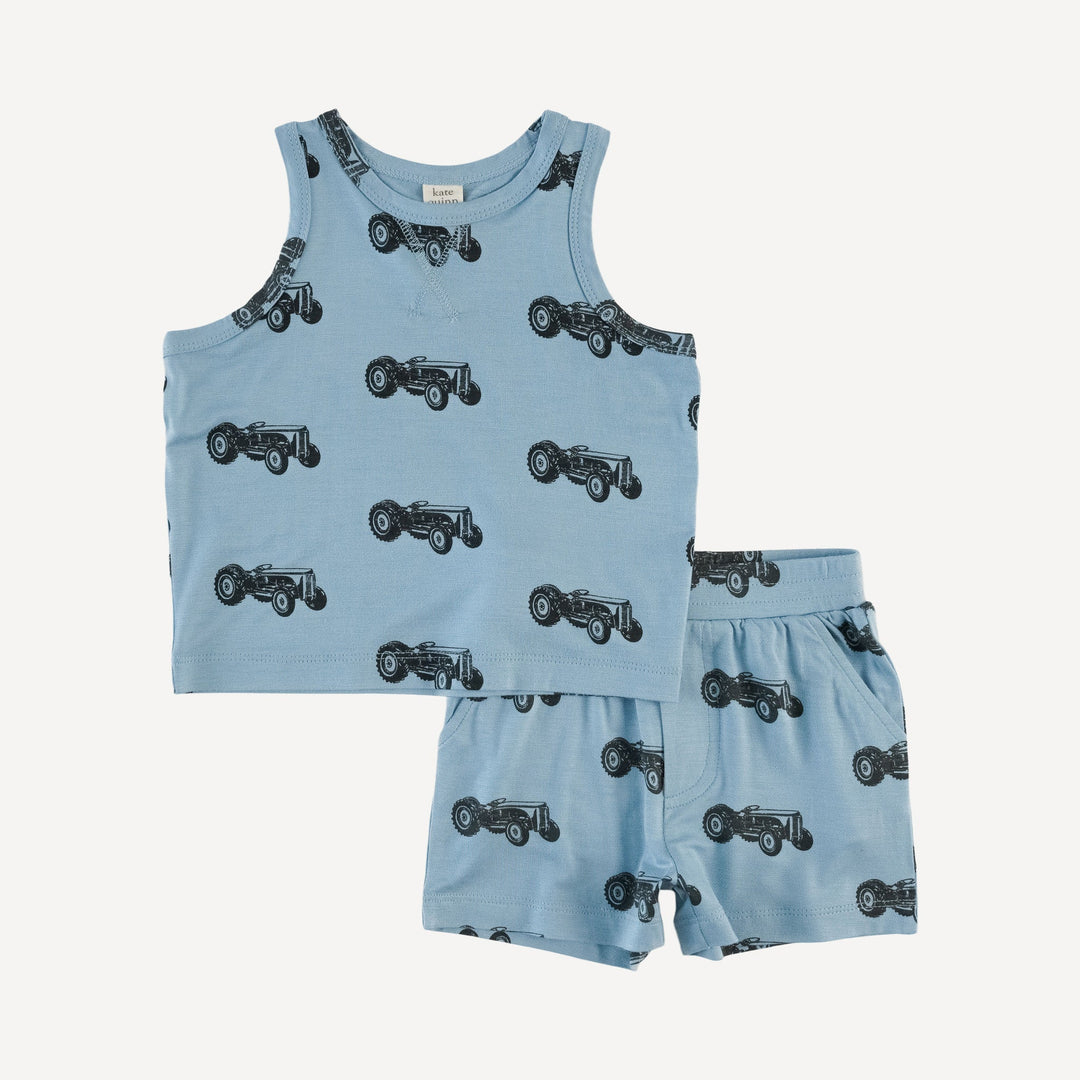 topstitch tank + relaxed short set | tractor | bamboo