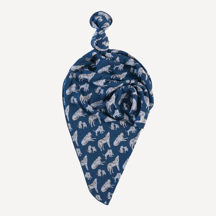 single layer blanket | blue wolf family | organic cotton interlock