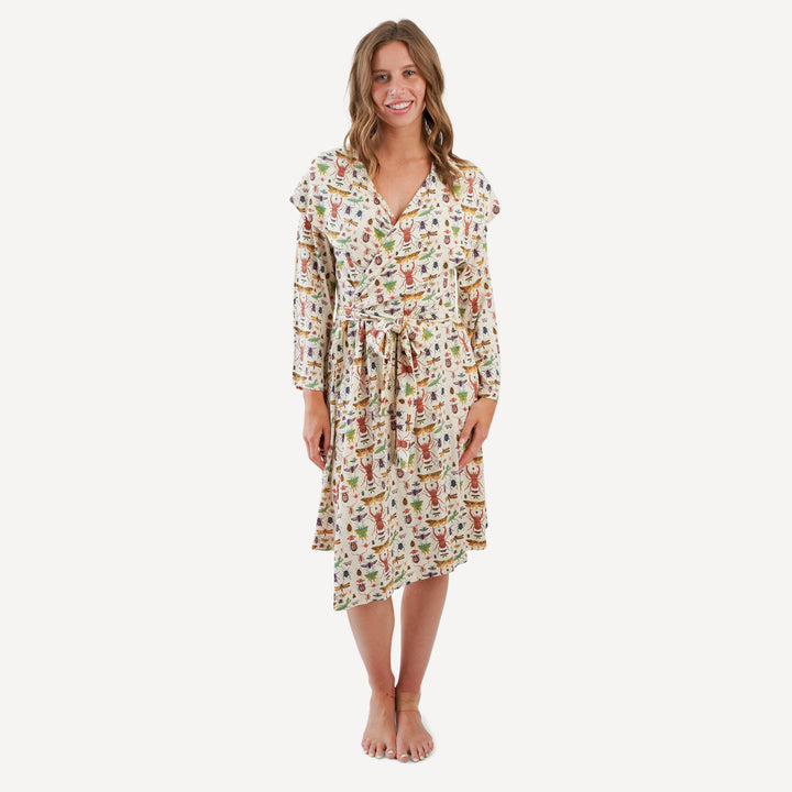 womens wrap robe | insects | modal