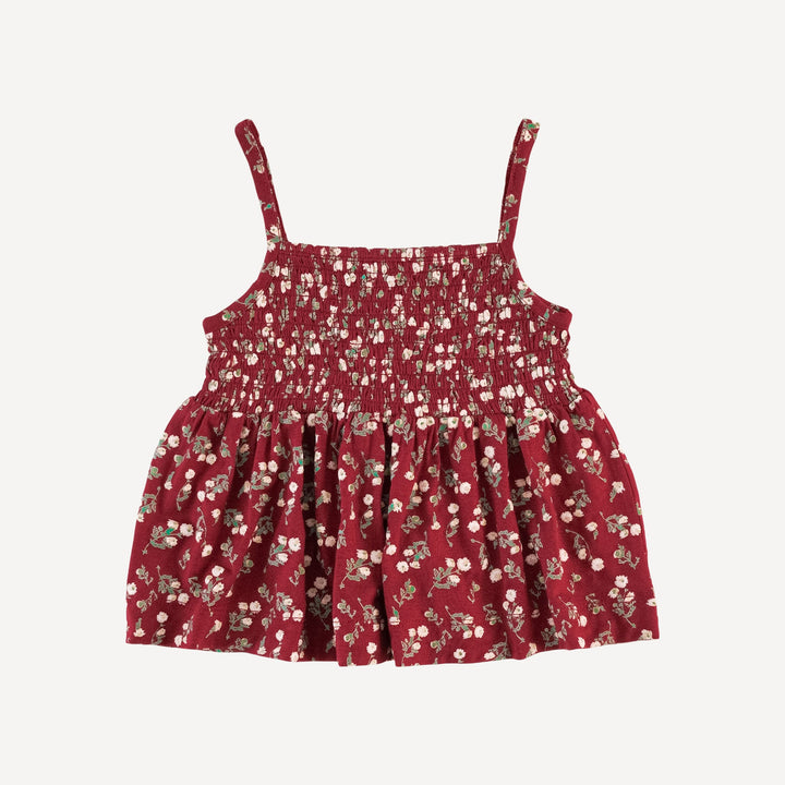 spaghetti strap smocked top + bike short set | garden tiny chamomile | bamboo
