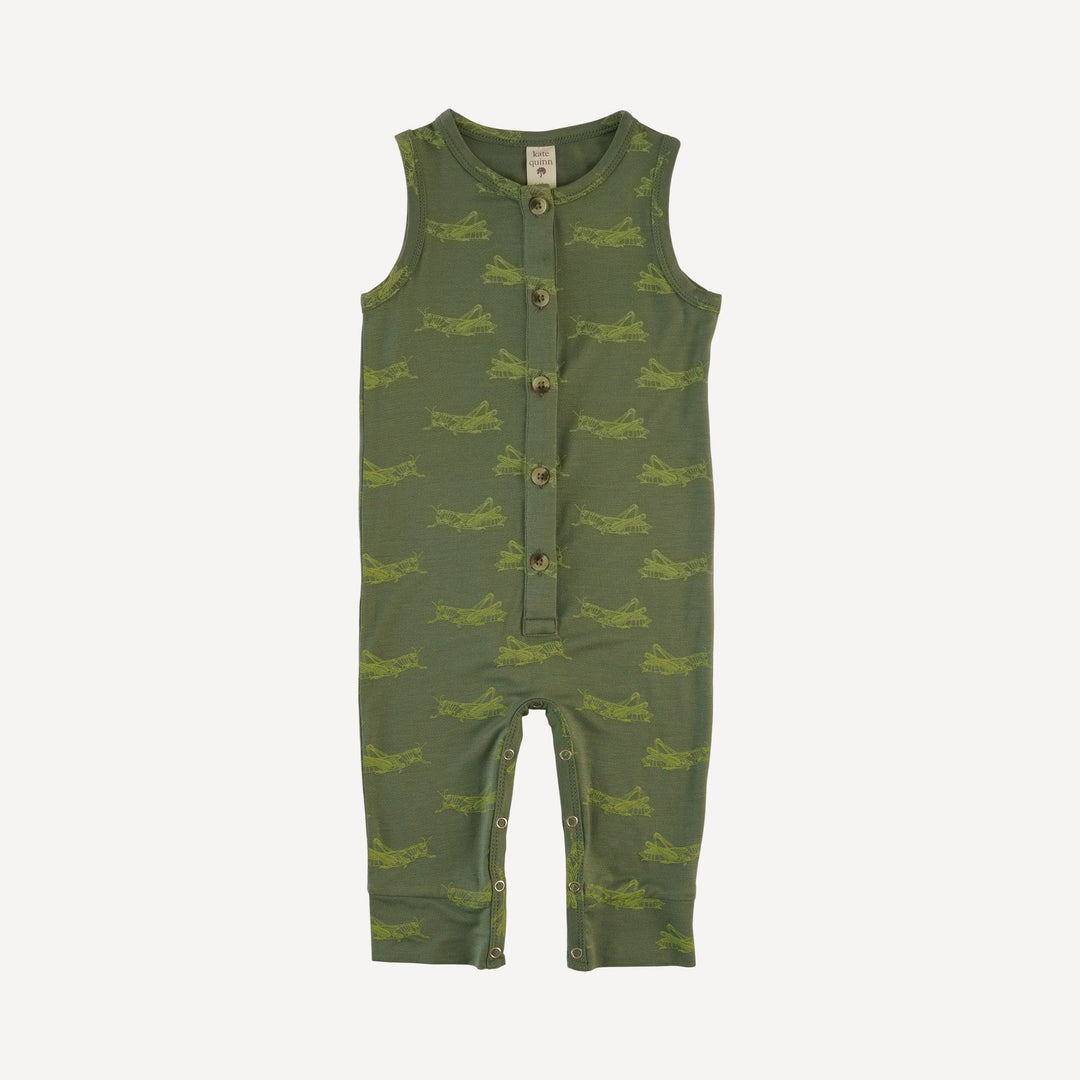 sleeveless button sport jumpsuit | grasshopper | bamboo