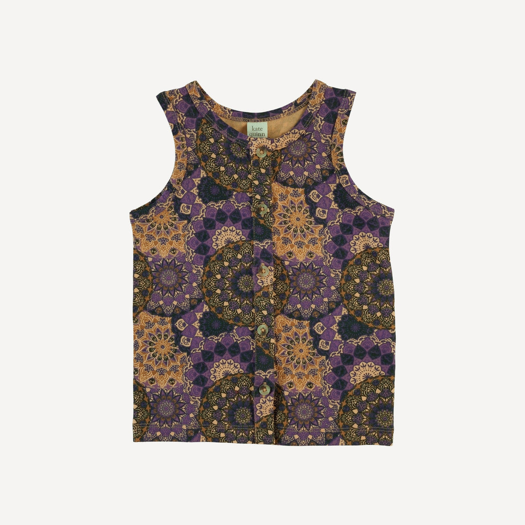 skinny button down tank | purple mandala | bamboo