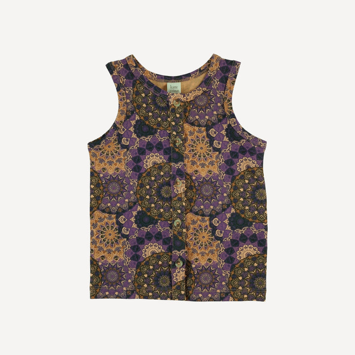 skinny button down tank | purple mandala | bamboo