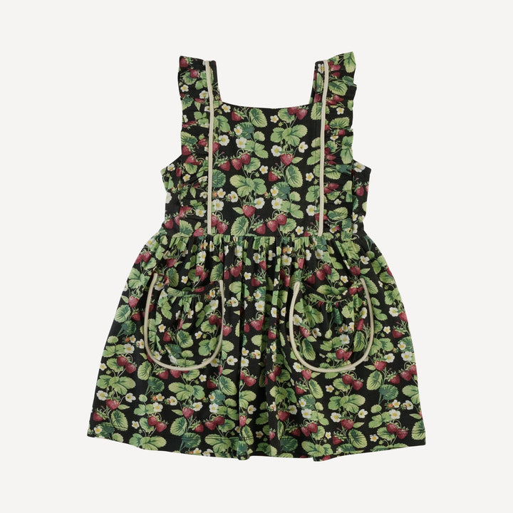 piped flutter pinafore pocket dress | strawberry vine | bamboo