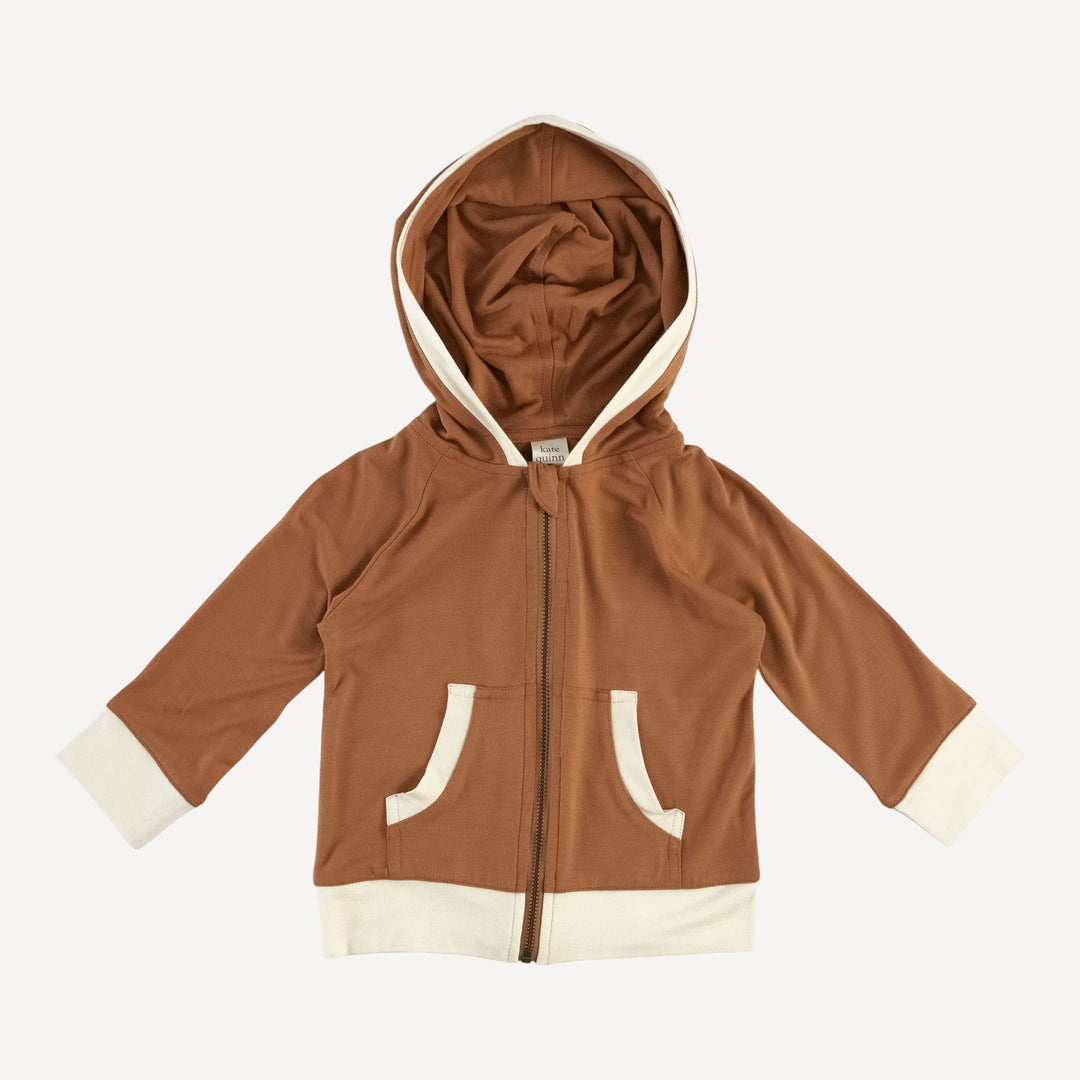 dino zip hoodie | toffee | bamboo