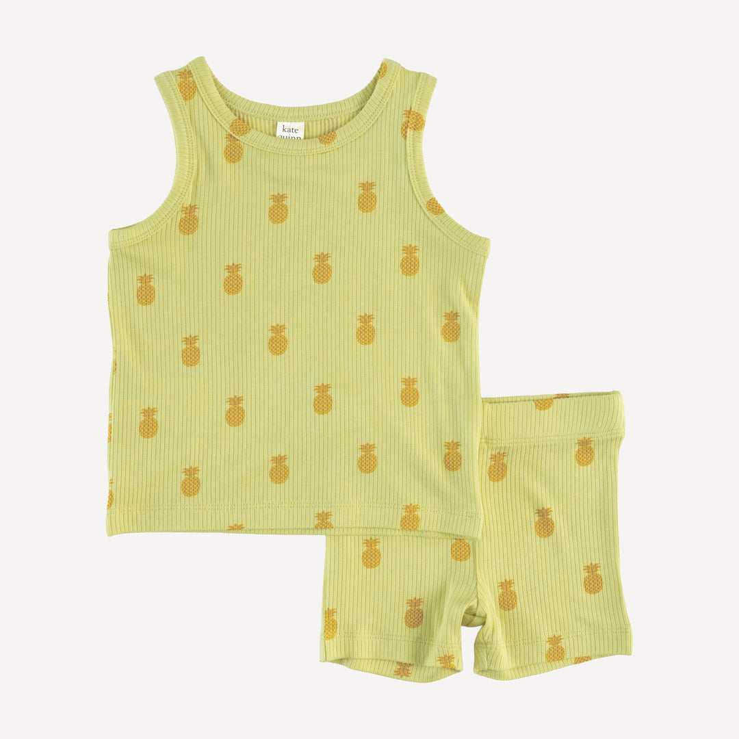 skinny tank + bike short set | tiny pineapple | modal skinny rib