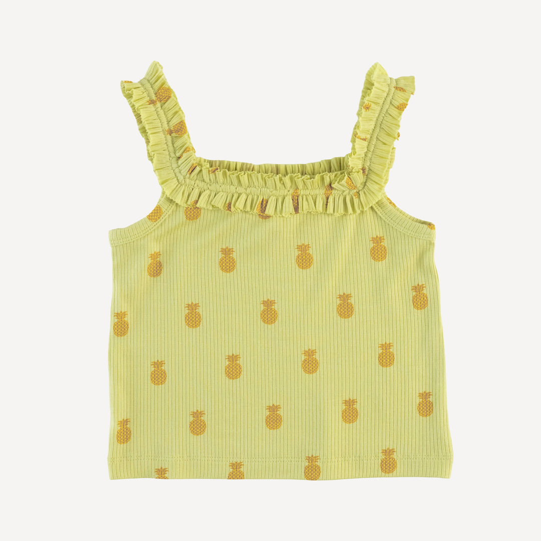 ruffle square neck tank | tiny pineapple | modal skinny rib