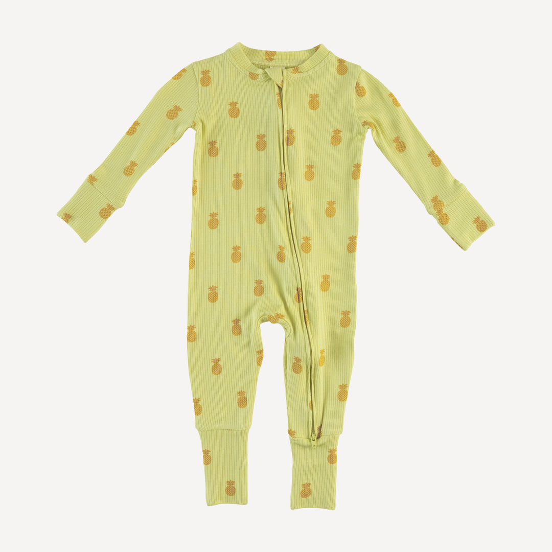 long sleeve convertible zippy pj | tiny pineapple | modal skinny rib