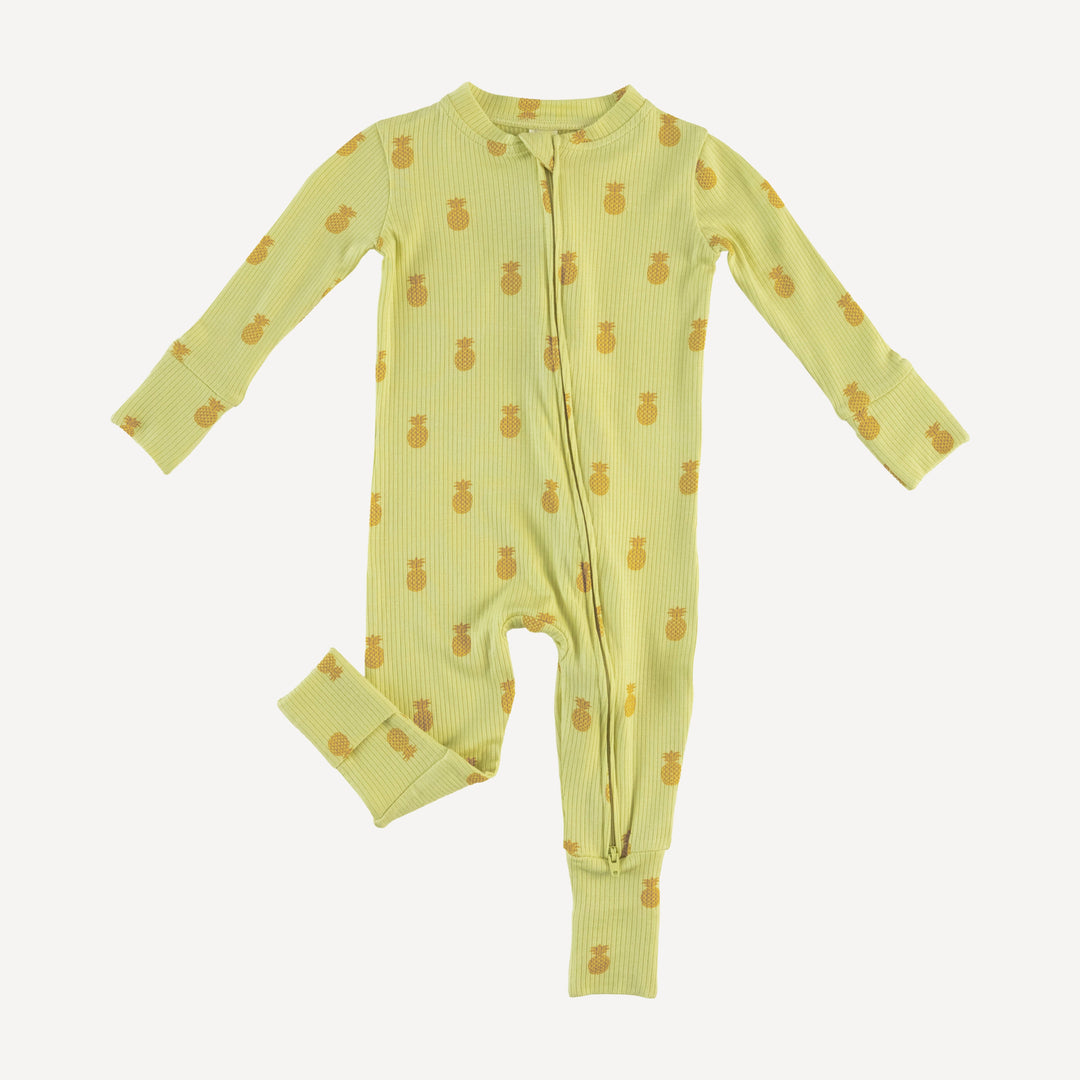 long sleeve convertible zippy pj | tiny pineapple | modal skinny rib