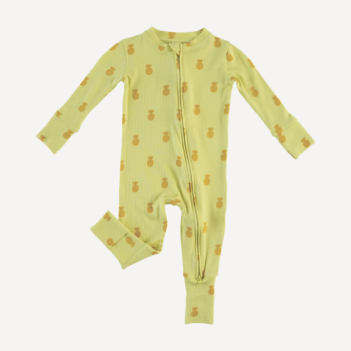 long sleeve convertible zippy pj | tiny pineapple | modal skinny rib