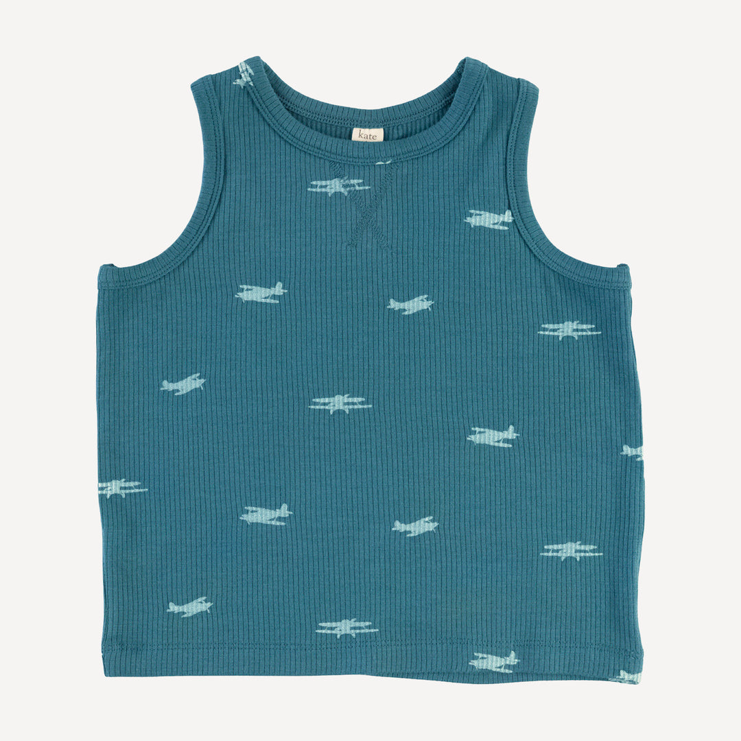 topstitch tank + relaxed short set | tiny planes | modal skinny rib