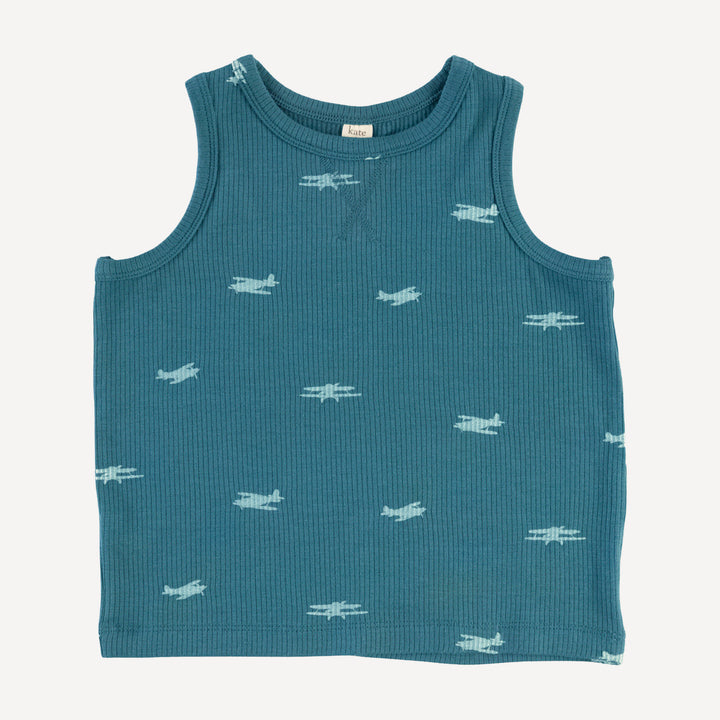 topstitch tank + relaxed short set | tiny planes | modal skinny rib