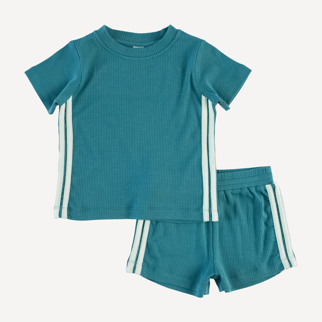 andrew short set | teal | modal skinny rib