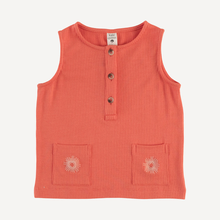sleeveless sun pocket tee | ember glow | modal skinny rib