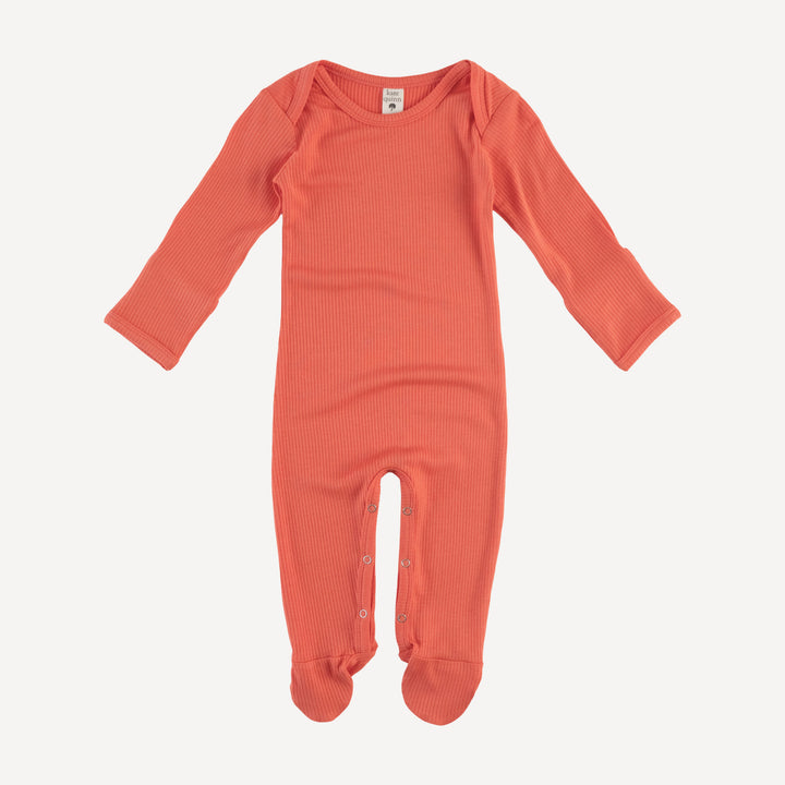 long sleeve lap neck footie | ember glow | modal skinny rib
