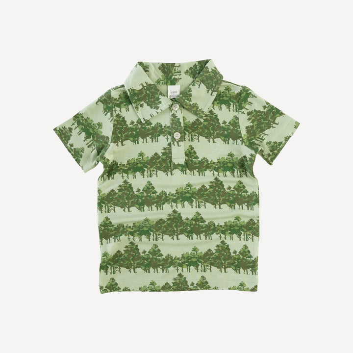 short sleeve polo shirt | watercolor pine | lenzing modal